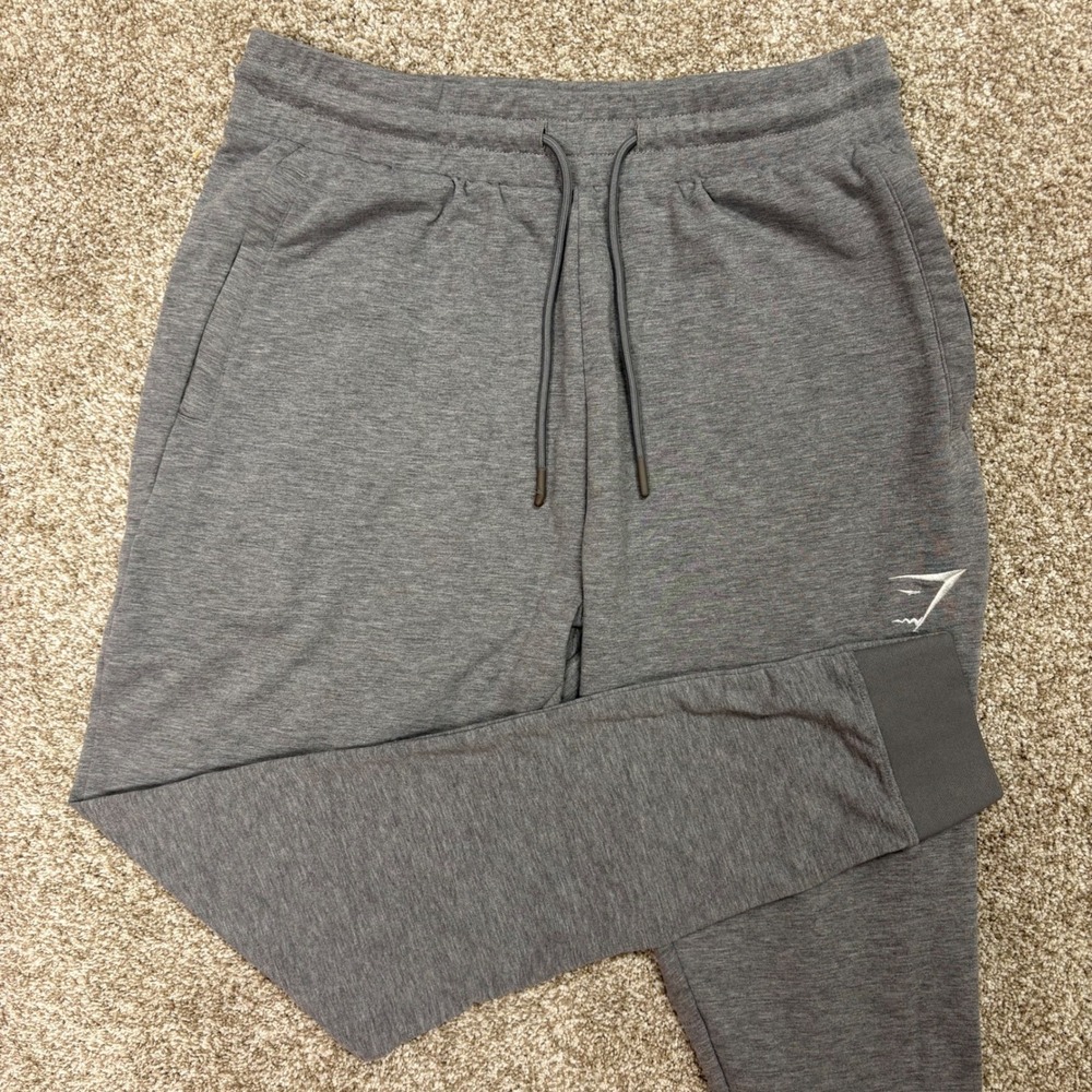 Gymshark Crest Joggers Mens Medium Grey Marl Tapered Slim Fit Workout Athletic